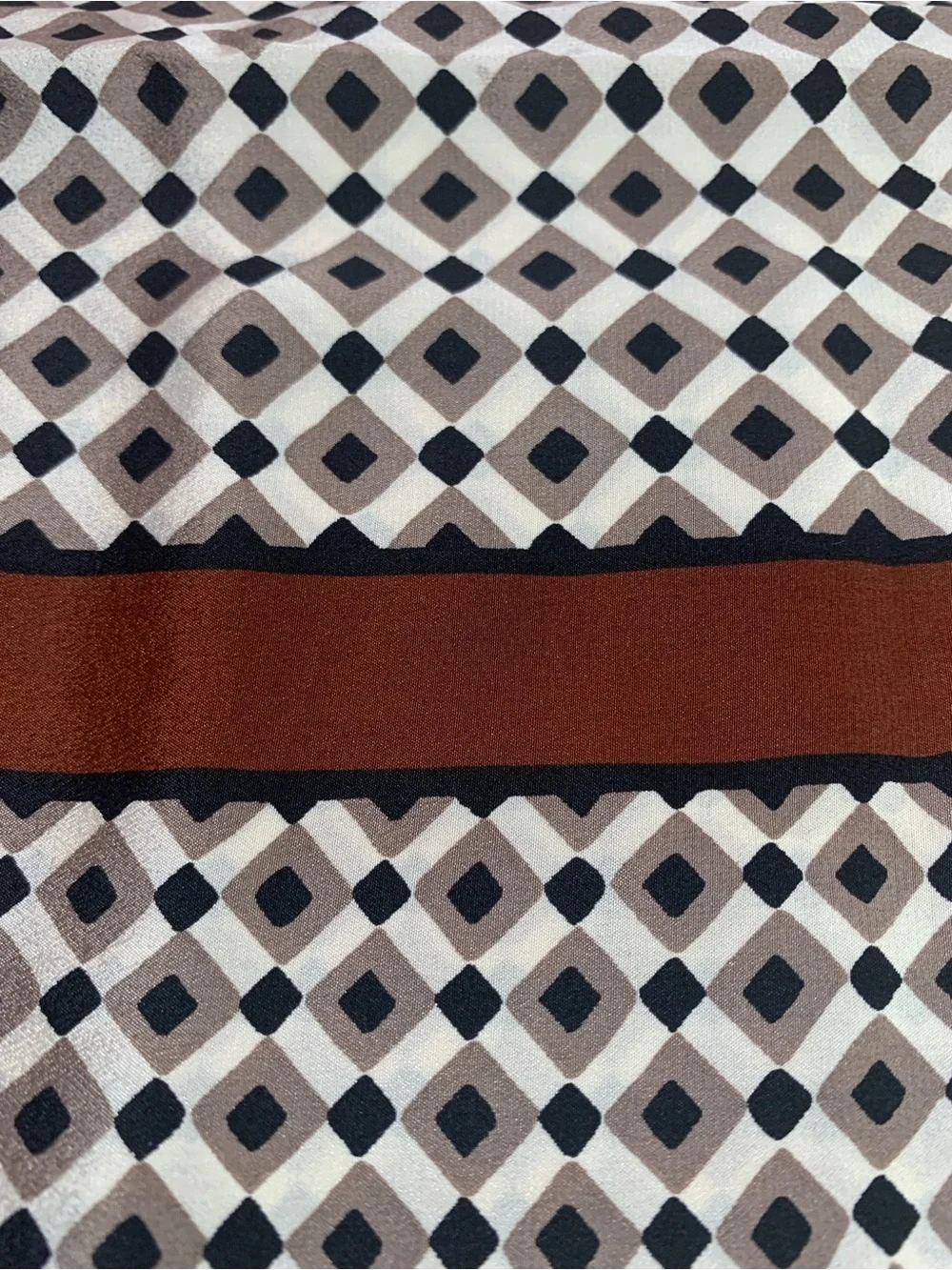 Givenchy Geometric Silk Scarf in Brown, Black & Cream